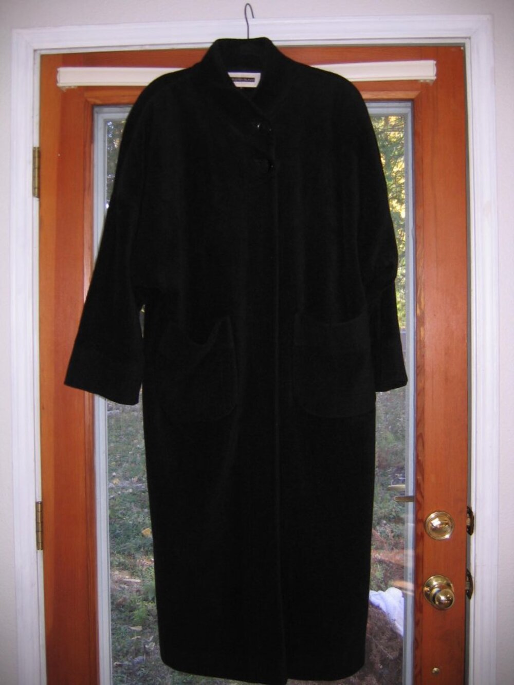 Kristen Blake Black Vintage Full Length Button Wool Blend Overcoat Womens S